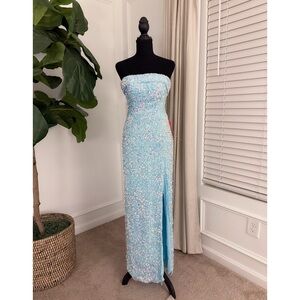 B. Smart Light Blue Sequin Maxi Dress